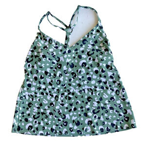 Kona Sol women's Tankini Swim Top Large 12-14 Green Leopard